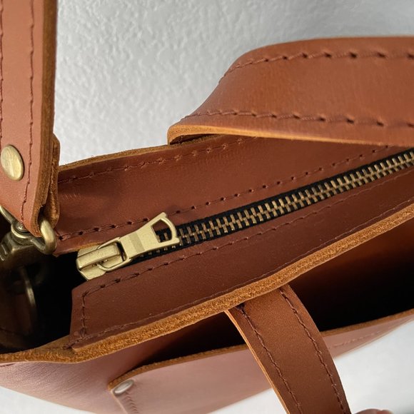 Mini Leather Crossbody Tote - Picture 5 of 7